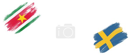 Photo for Suriname and Sweden Flags on White Background - Royalty Free Image