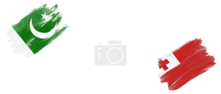 Photo for Pakistan and Tonga Flags on White Background - Royalty Free Image