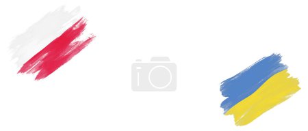 Photo for Poland and Ukraine Flags on White Background - Royalty Free Image