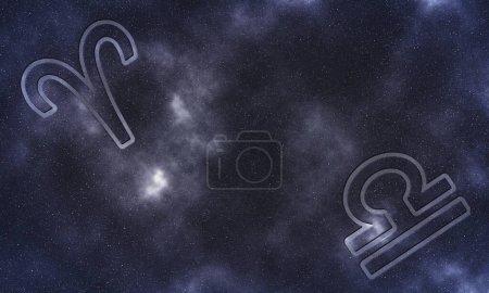 Photo for Aries and Libra Compatibility, Horoscope Symbols - Royalty Free Image