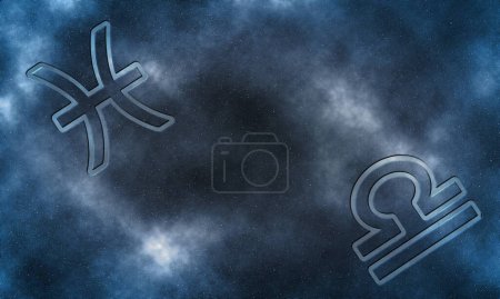 Photo for Pisces and Libra Compatibility, Horoscope Symbols - Royalty Free Image