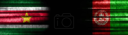 Photo for Suriname and Afghanistan Flags on Black Background - Royalty Free Image