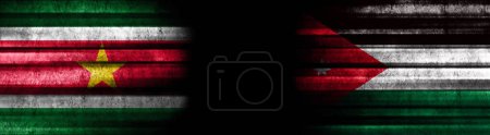 Photo for Suriname and Jordan Flags on Black Background - Royalty Free Image