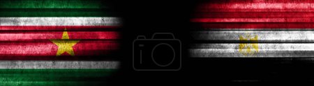 Photo for Suriname and Egypt Flags on Black Background - Royalty Free Image