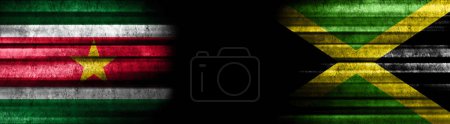 Photo for Suriname and Jamaica Flags on Black Background - Royalty Free Image