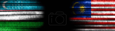 Téléchargez les photos : Ouzbékistan et Malaisie Drapeaux sur fond noir - en image libre de droit