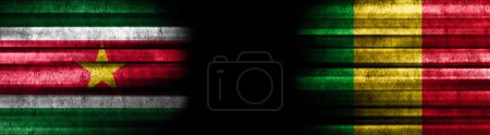 Photo for Suriname and Mali Flags on Black Background - Royalty Free Image
