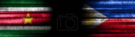 Photo for Suriname and Philippines Flags on Black Background - Royalty Free Image