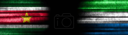 Photo for Suriname and Sierra Leone Flags on Black Background - Royalty Free Image