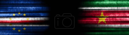 Photo for Cape Verde and Suriname Flags on Black Background - Royalty Free Image