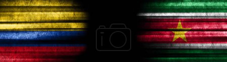 Photo for Colombia and Suriname Flags on Black Background - Royalty Free Image