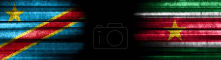 Photo for Democratic Republic of Congo and Suriname Flags on Black Background - Royalty Free Image