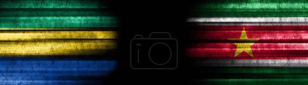 Photo for Gabon and Suriname Flags on Black Background - Royalty Free Image