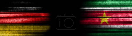 Photo for Germany and Suriname Flags on Black Background - Royalty Free Image