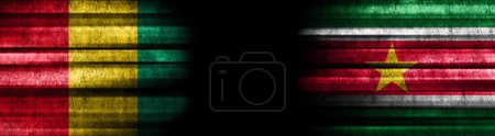 Photo for Guinea and Suriname Flags on Black Background - Royalty Free Image