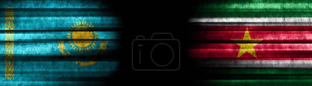Photo for Kazakhstan and Suriname Flags on Black Background - Royalty Free Image