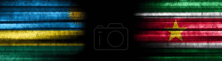 Photo for Rwanda and Suriname Flags on Black Background - Royalty Free Image