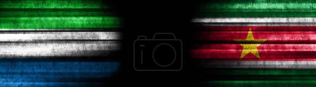 Photo for Sierra Leone and Suriname Flags on Black Background - Royalty Free Image