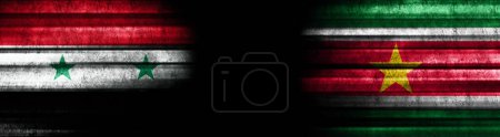 Photo for Syria and Suriname Flags on Black Background - Royalty Free Image