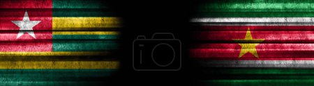 Photo for Togo and Suriname Flags on Black Background - Royalty Free Image