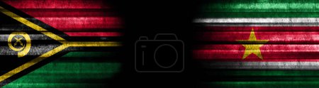 Photo for Vanuatu and Suriname Flags on Black Background - Royalty Free Image