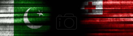Photo for Pakistan and Tonga Flags on Black Background - Royalty Free Image