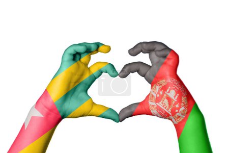 Photo for Togo Afghanistan Heart, Hand gesture making heart, Clipping Path - Royalty Free Image