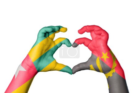 Photo for Togo Angola Heart, Hand gesture making heart, Clipping Path - Royalty Free Image