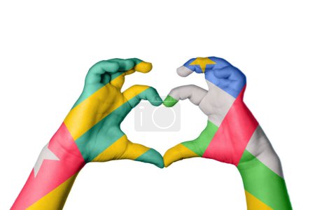 Photo for Togo Central African Republic Heart, Hand gesture making heart, Clipping Path - Royalty Free Image