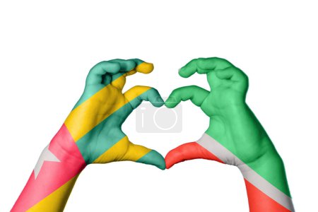 Photo for Togo Chechnya Heart, Hand gesture making heart, Clipping Path - Royalty Free Image
