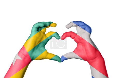 Photo for Togo Costa Rica Heart, Hand gesture making heart, Clipping Path - Royalty Free Image