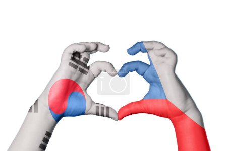 Téléchargez les photos : Corée du Sud République tchèque Coeur, geste de la main faisant coeur, Sentier de coupure - en image libre de droit