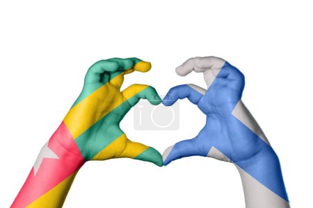 Photo for Togo Finland Heart, Hand gesture making heart, Clipping Path - Royalty Free Image