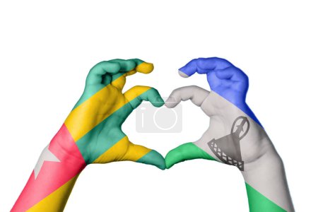 Photo for Togo Lesotho Heart, Hand gesture making heart, Clipping Path - Royalty Free Image