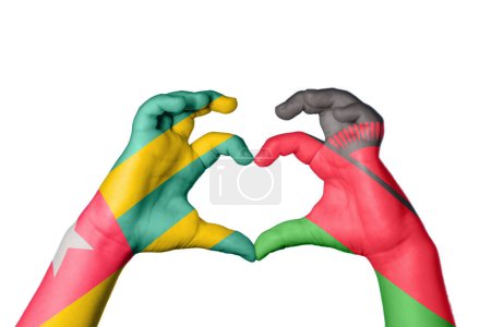 Photo for Togo Malawi Heart, Hand gesture making heart, Clipping Path - Royalty Free Image