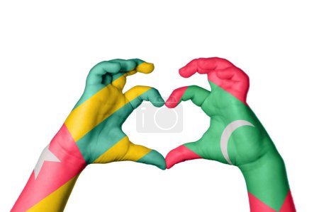 Photo for Togo Maldives Heart, Hand gesture making heart, Clipping Path - Royalty Free Image