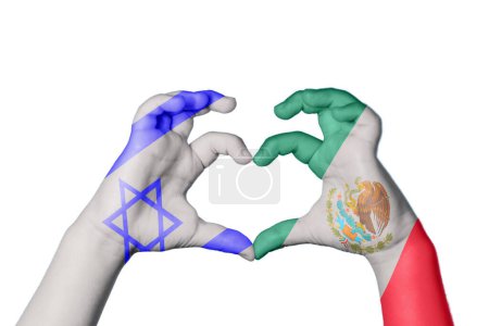 Israel Mexico Heart, Hand gesture making heart, Clipping Path