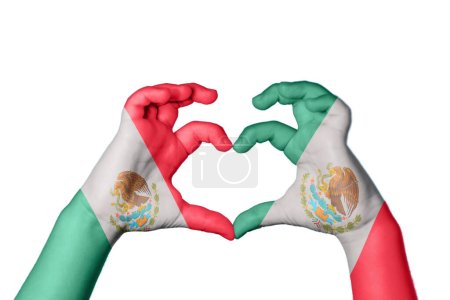 Mexico Mexico Heart, Hand gesture making heart, Clipping Path