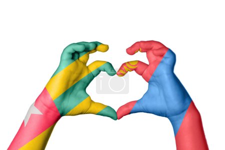 Photo for Togo Mongolia Heart, Hand gesture making heart, Clipping Path - Royalty Free Image