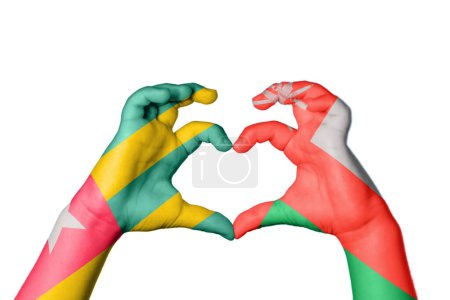 Photo for Togo Oman Heart, Hand gesture making heart, Clipping Path - Royalty Free Image
