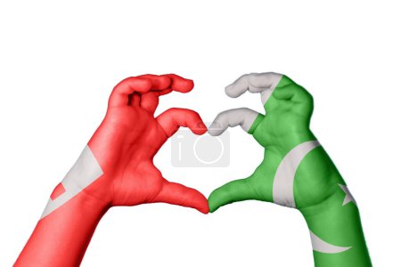 Photo for Tonga Pakistan Heart, Hand gesture making heart, Clipping Path - Royalty Free Image