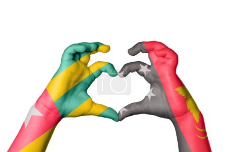 Photo for Togo Papua New Guinea Heart, Hand gesture making heart, Clipping Path - Royalty Free Image