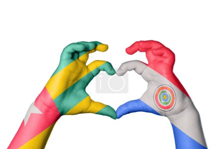 Photo for Togo Paraguay Heart, Hand gesture making heart, Clipping Path - Royalty Free Image