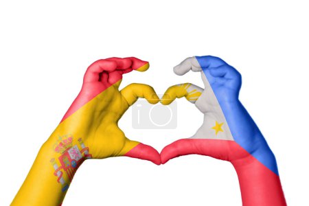 Foto de España Filipinas Corazón, Hacer gestos de la mano del corazón, Recortar el camino - Imagen libre de derechos