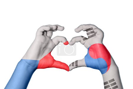 Téléchargez les photos : République tchèque Corée du Sud Coeur, Faire un geste de main coeur, Sentier de coupure - en image libre de droit