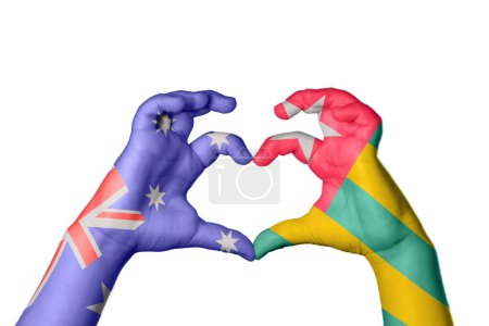 Photo for Australia Togo Heart, Hand gesture making heart, Clipping Path - Royalty Free Image