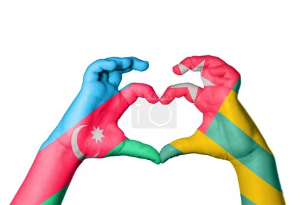 Photo for Azerbaijan Togo Heart, Hand gesture making heart, Clipping Path - Royalty Free Image