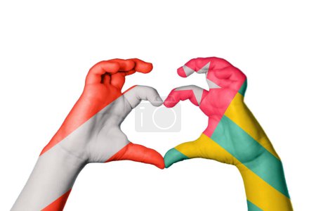 Photo for Austria Togo Heart, Hand gesture making heart, Clipping Path - Royalty Free Image