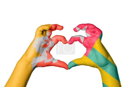 Photo for Bhutan Togo Heart, Hand gesture making heart, Clipping Path - Royalty Free Image