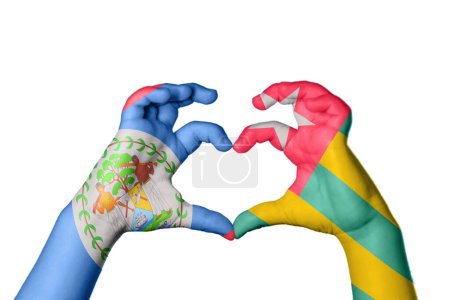 Photo for Belize Togo Heart, Hand gesture making heart, Clipping Path - Royalty Free Image